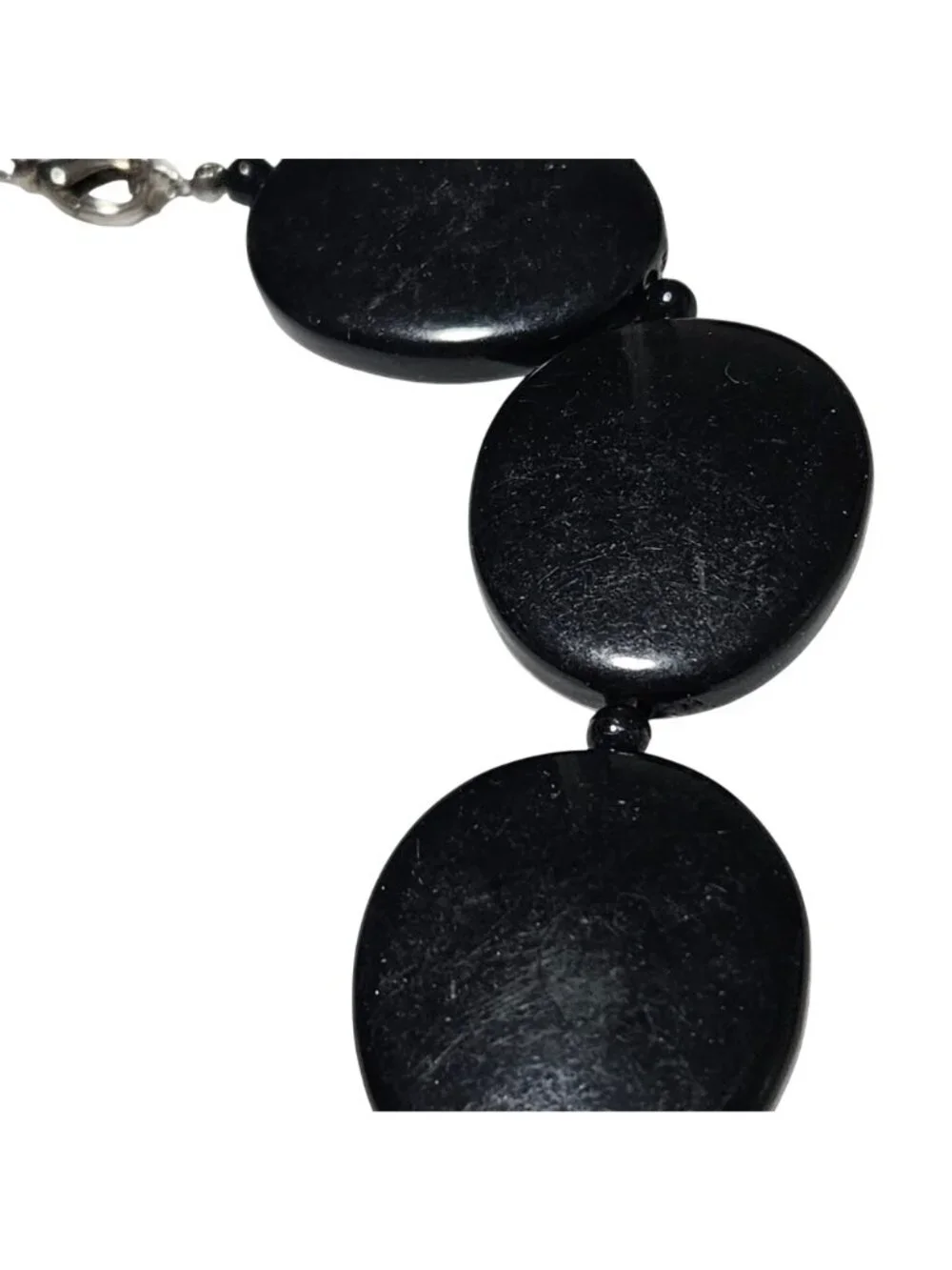 Vintage Black Beaded Choker Necklace Round Flat Beads Statement Fashion Jewelry